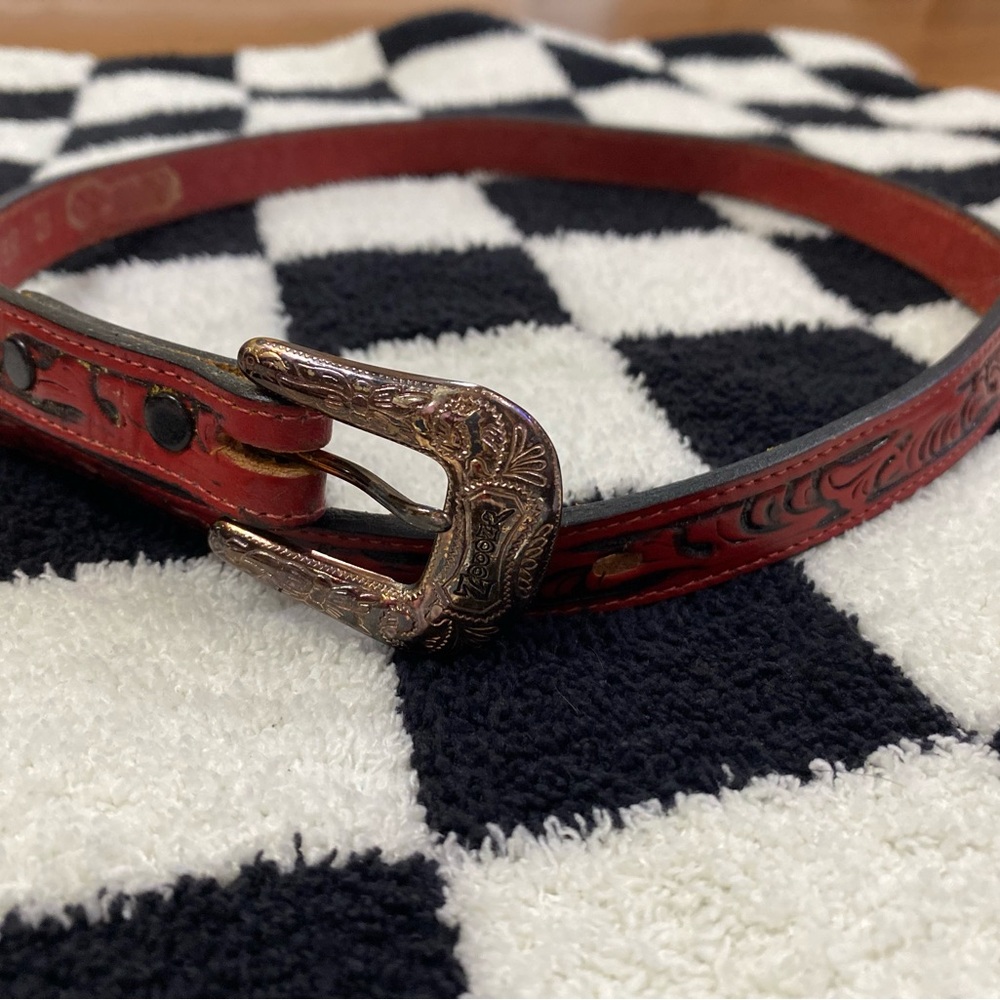 Nocona Red Leather Belt | Vintage | small